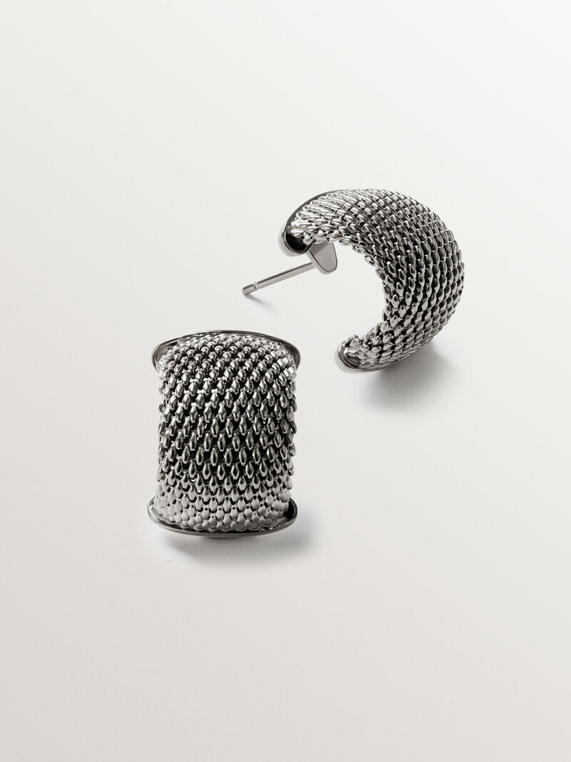 925 silver hoop earrings with mesh image number 2