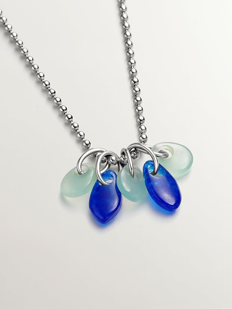 925 silver necklace with blue jade image number 2