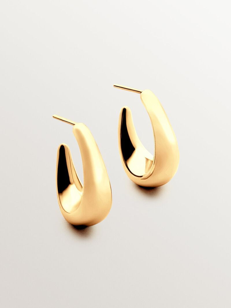 Small oval hoop earrings in 18K yellow gold plated 925 silver image number 0