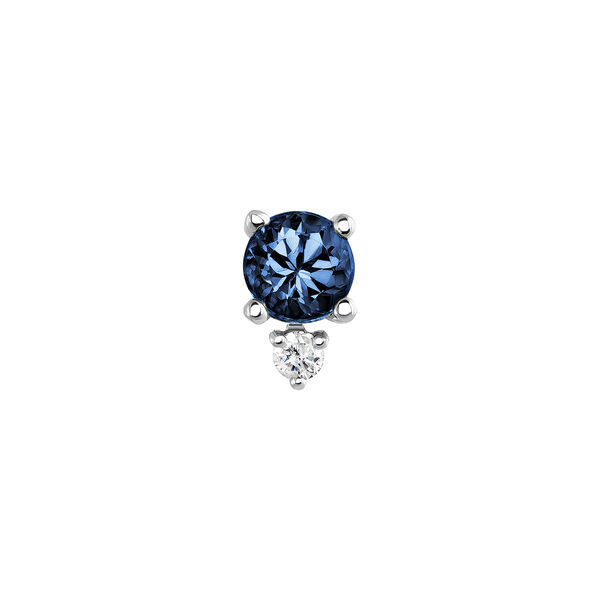 Boucle d'oreille saphir et diamant or blanc, J04073-01-BS-H,hi-res