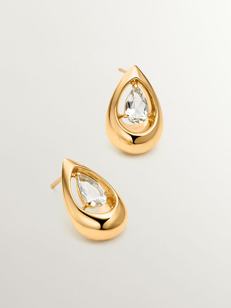 18K yellow gold plated 925 silver earrings with white topazes image number 1