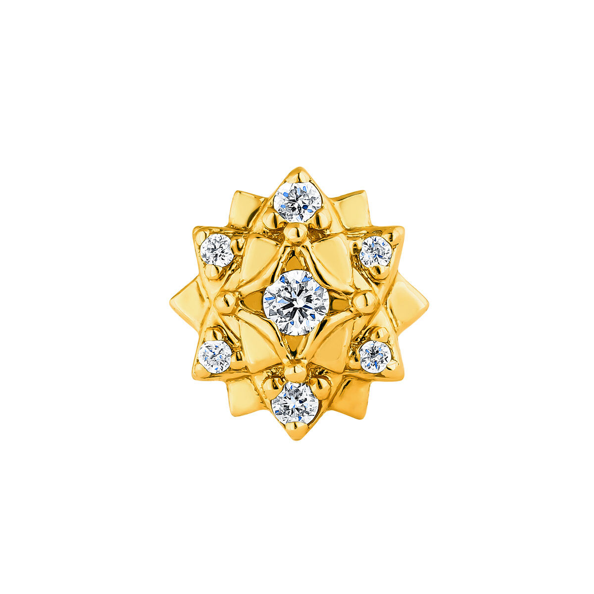 Flower earring in 18k gold with diamonds, J04370-02-H-18, hi-res