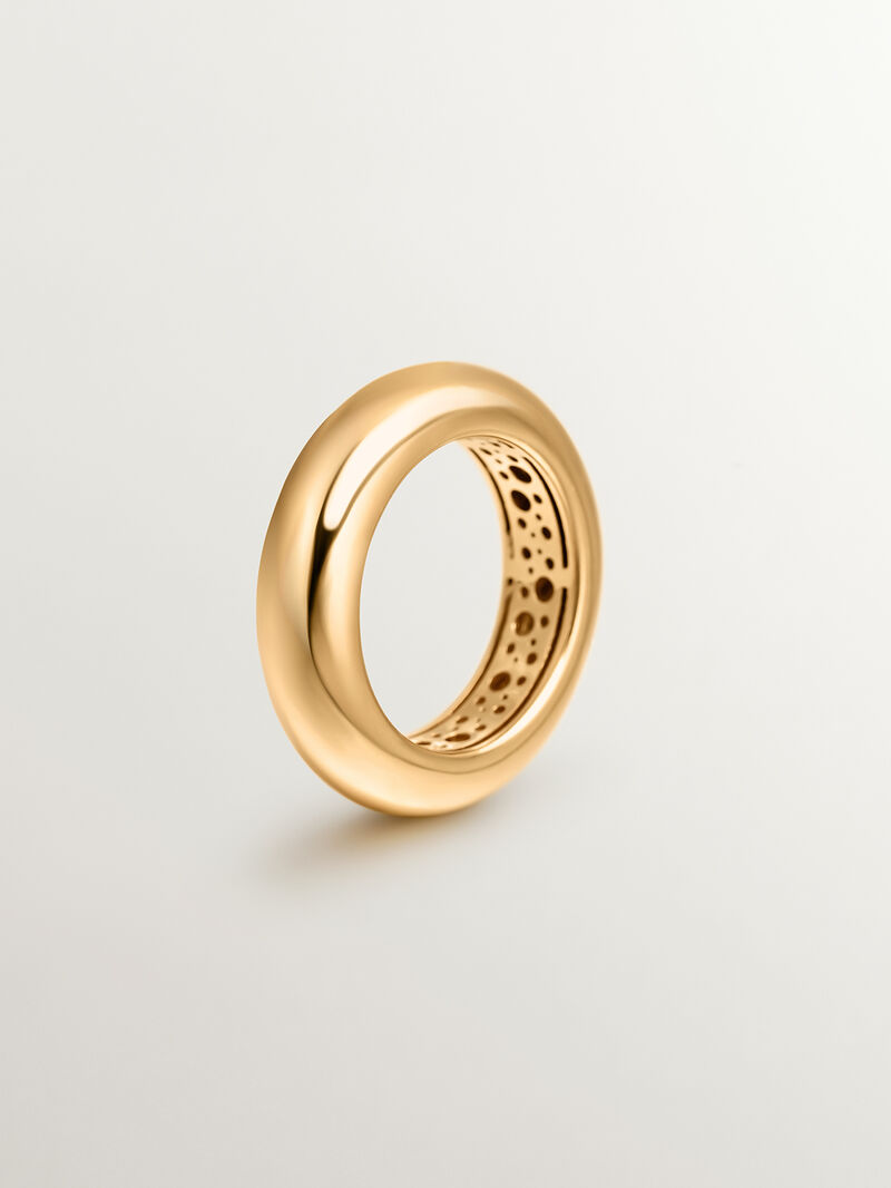 925 thick silver ring in 18k yellow gold image number 0