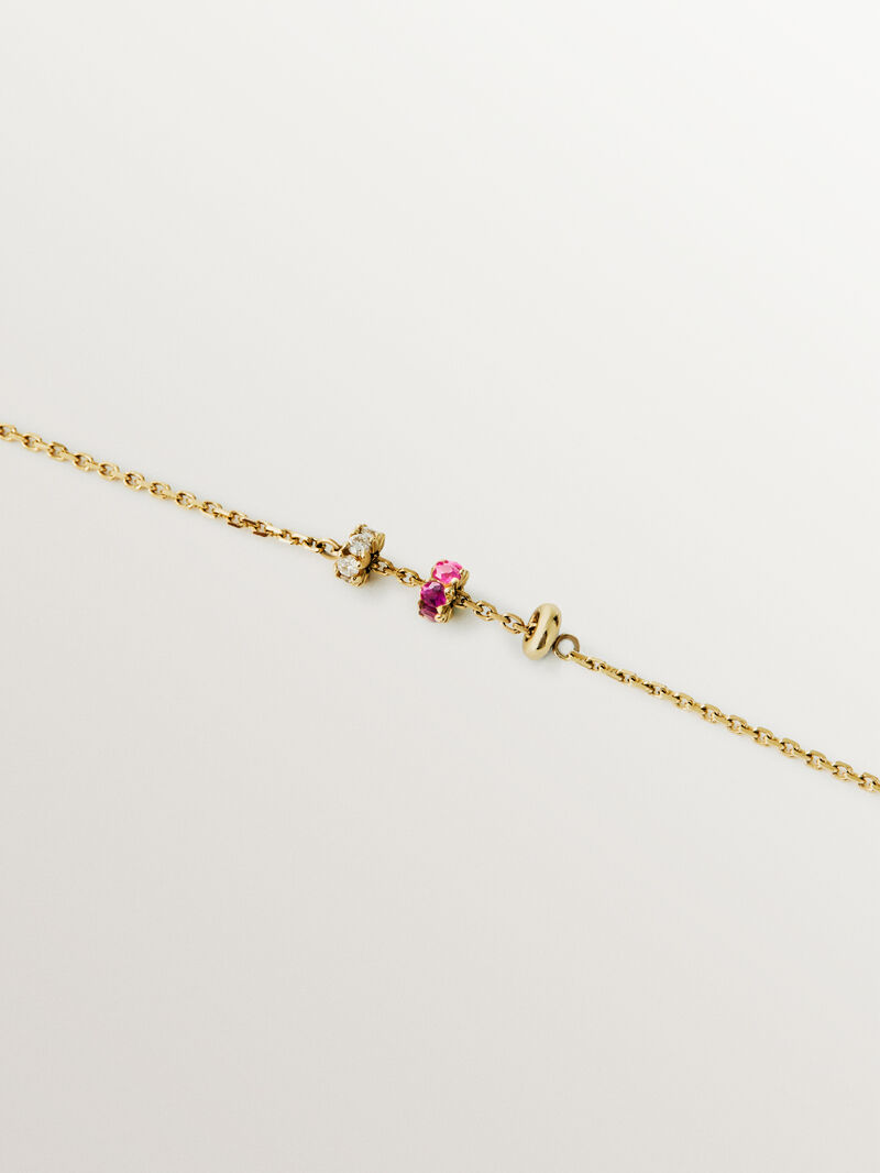 9K yellow gold bracelet with rubies and diamonds image number 2