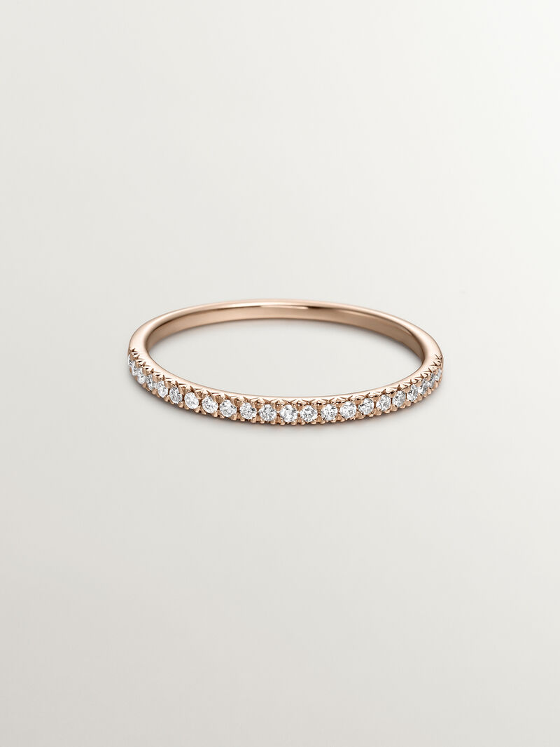18K rose gold ring with brilliant cut diamonds image number 2