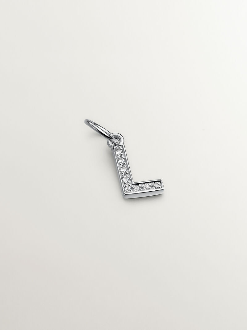925 Silver Charm and White Topaz Initial L image number 0
