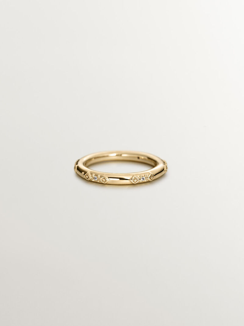 18K yellow gold plated 925 sterling silver ring with white topazes image number 2