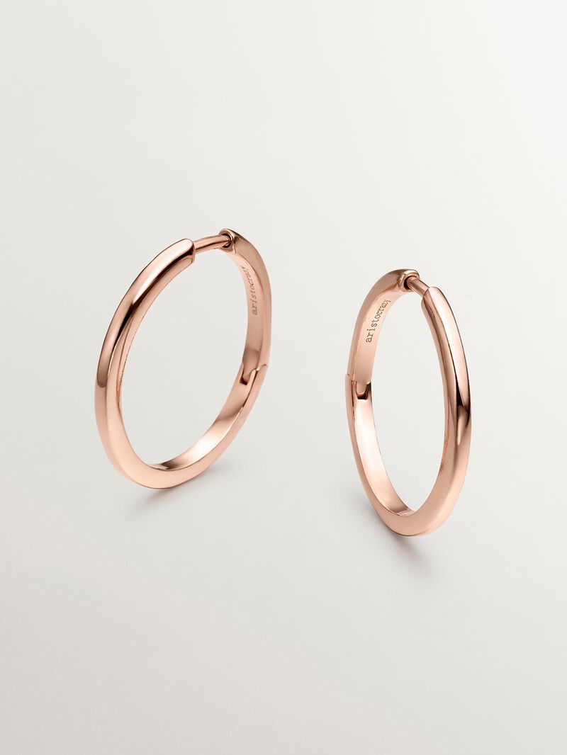 18K rose gold plated 925 silver hoop earrings image number 1