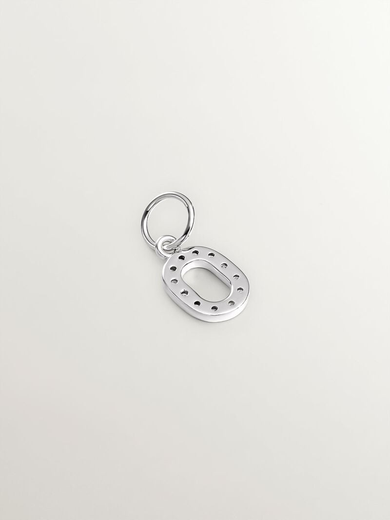 925 Silver Charm and White Topaz Initial O image number 1