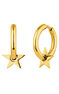 Small hoop earrings in 18k yellow gold-plated silver with a star motif , J04941-02