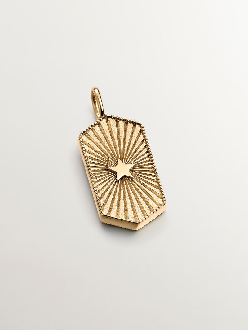 925 silver charm bathed in 18k yellow gold water with turquoise enamel image number 2
