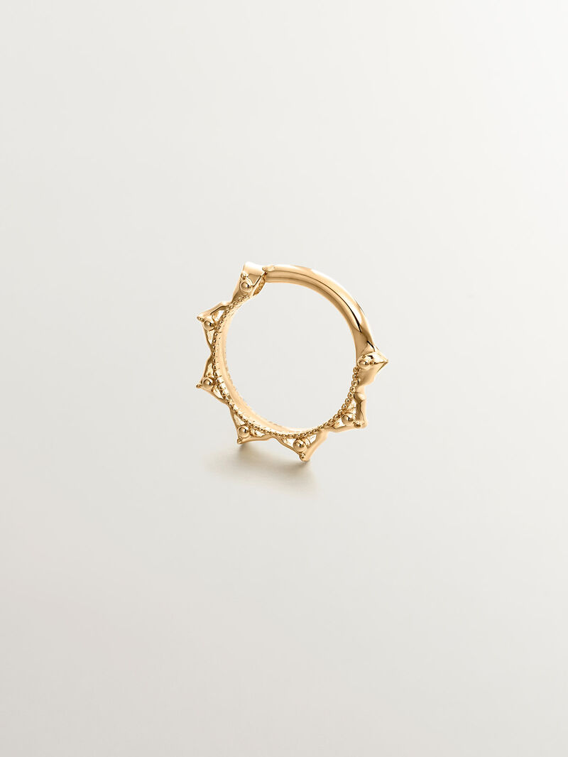 18K Yellow Gold Hoop Daith Piercing with Spikes image number 0