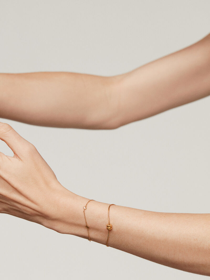 925 silver bracelet in 18k yellow gold of bearded links with geometric motif image number 5