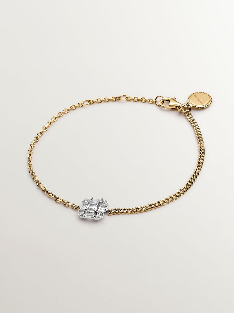 925 Silver bracelet bathed in 18K yellow gold with white topaz. image number 0