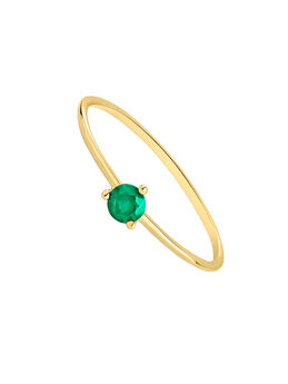 Ring in 9k yellow gold with a green emerald, J05047-02-EM,hi-res