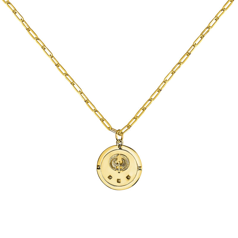 Gold plated star coin pendant , J03589-02, hi-res
