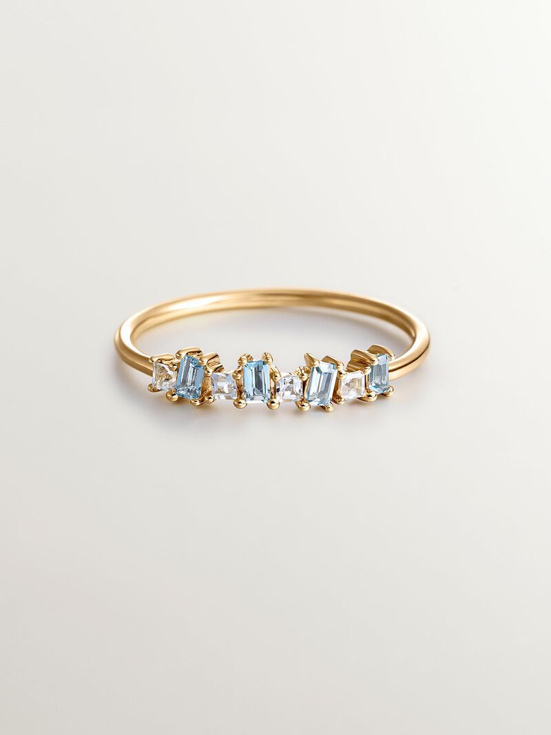 925 Silver Tieinillo Ring in 18k yellow gold with purple and rhodolitas pink amethists image number 2