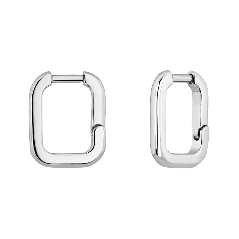 Silver square earrings , J04649-01, hi-res
