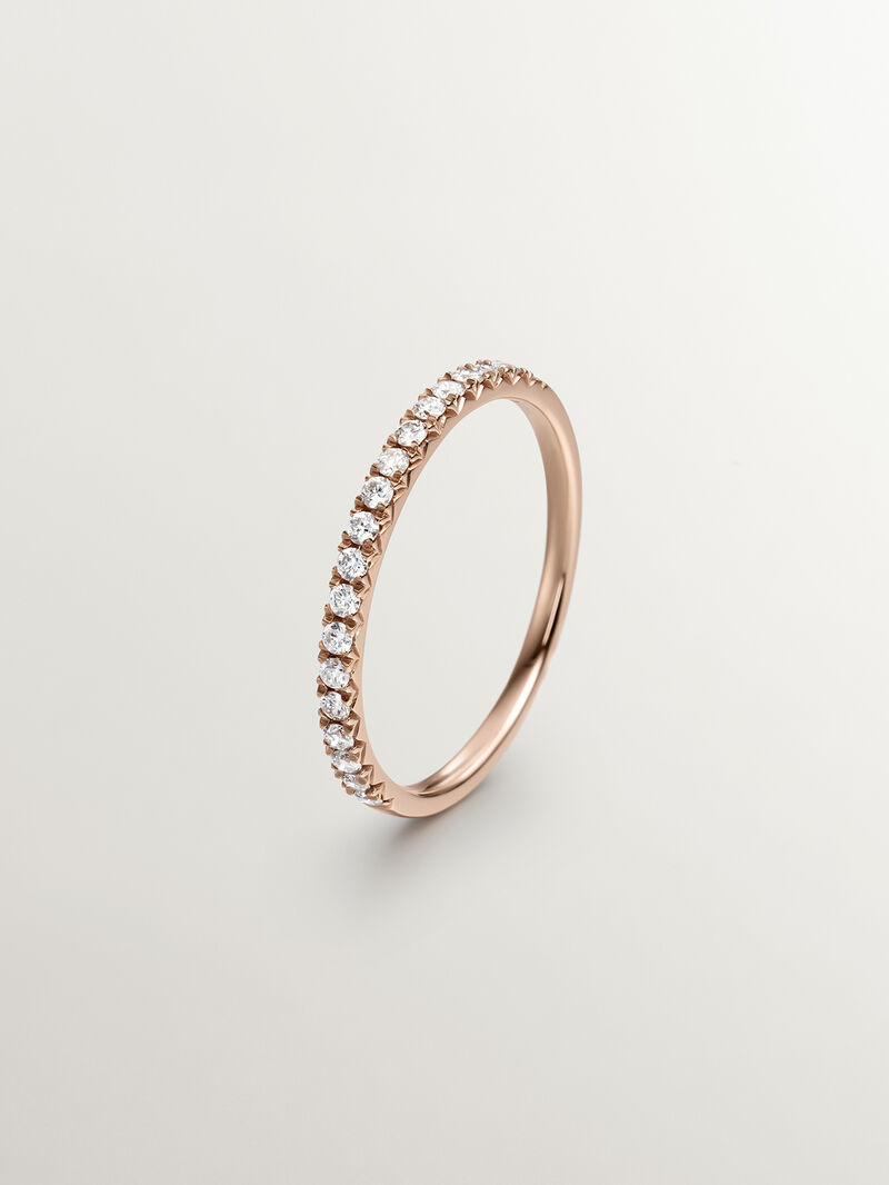 18K rose gold ring with diamonds image number 2