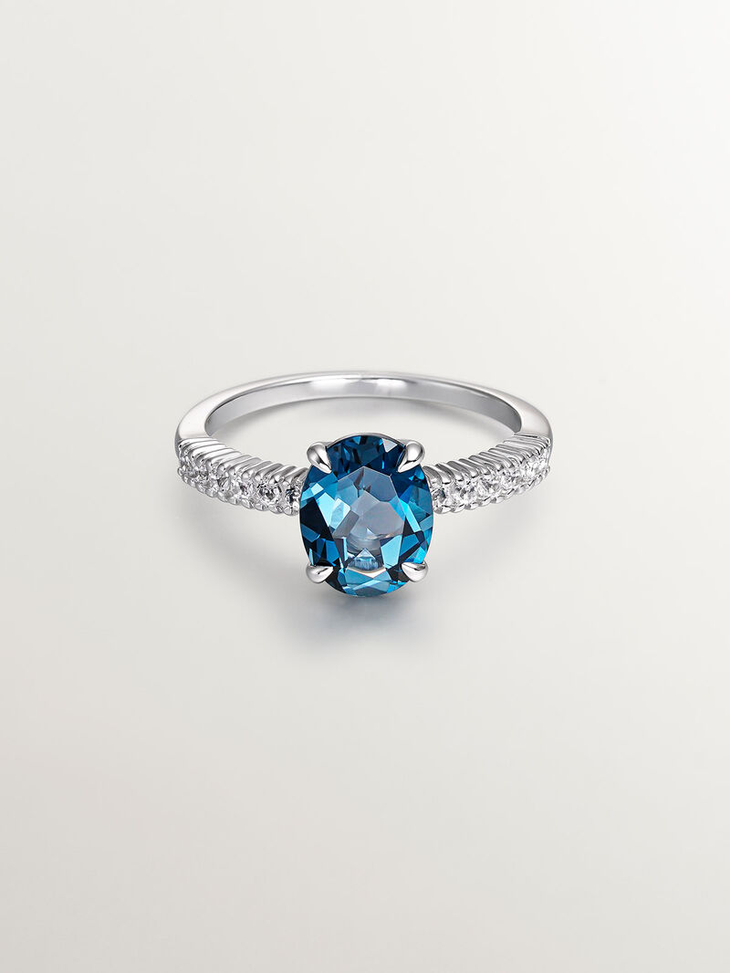 925 Sterling Silver Ring with Blue and White Topaz image number 0