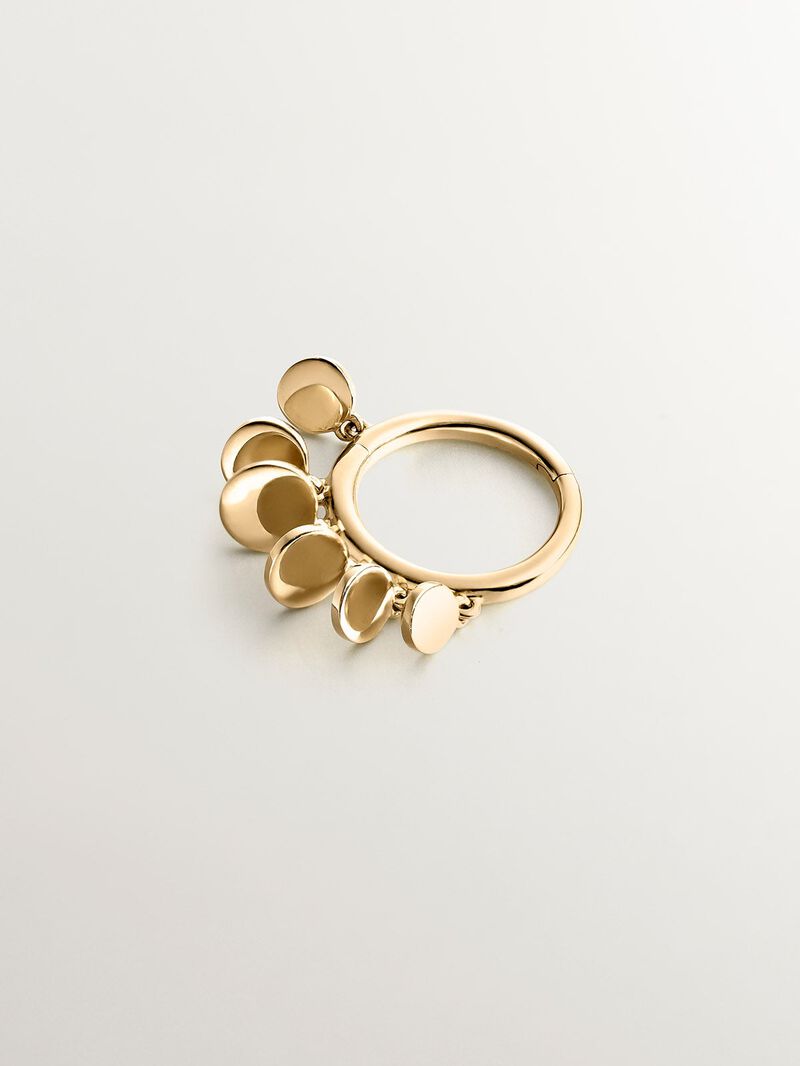 Individual 9K yellow gold earring with hanging spheres. image number 2
