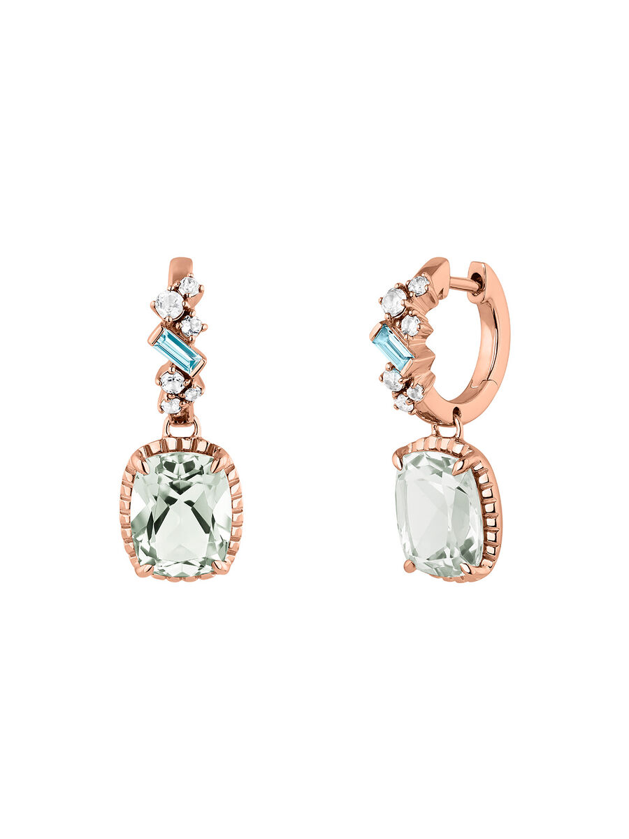 Rose gold plated quartz hoop earrings , J04673-03-GQ-WT-SB, hi-res