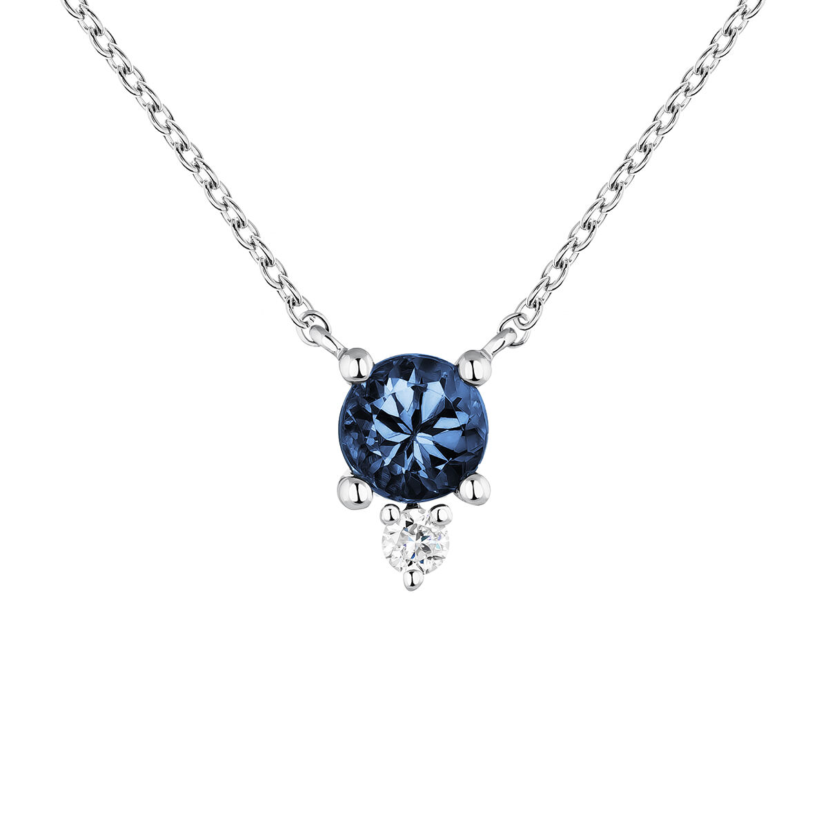 Necklace sapphire and diamond white gold , J04081-01-BS, hi-res