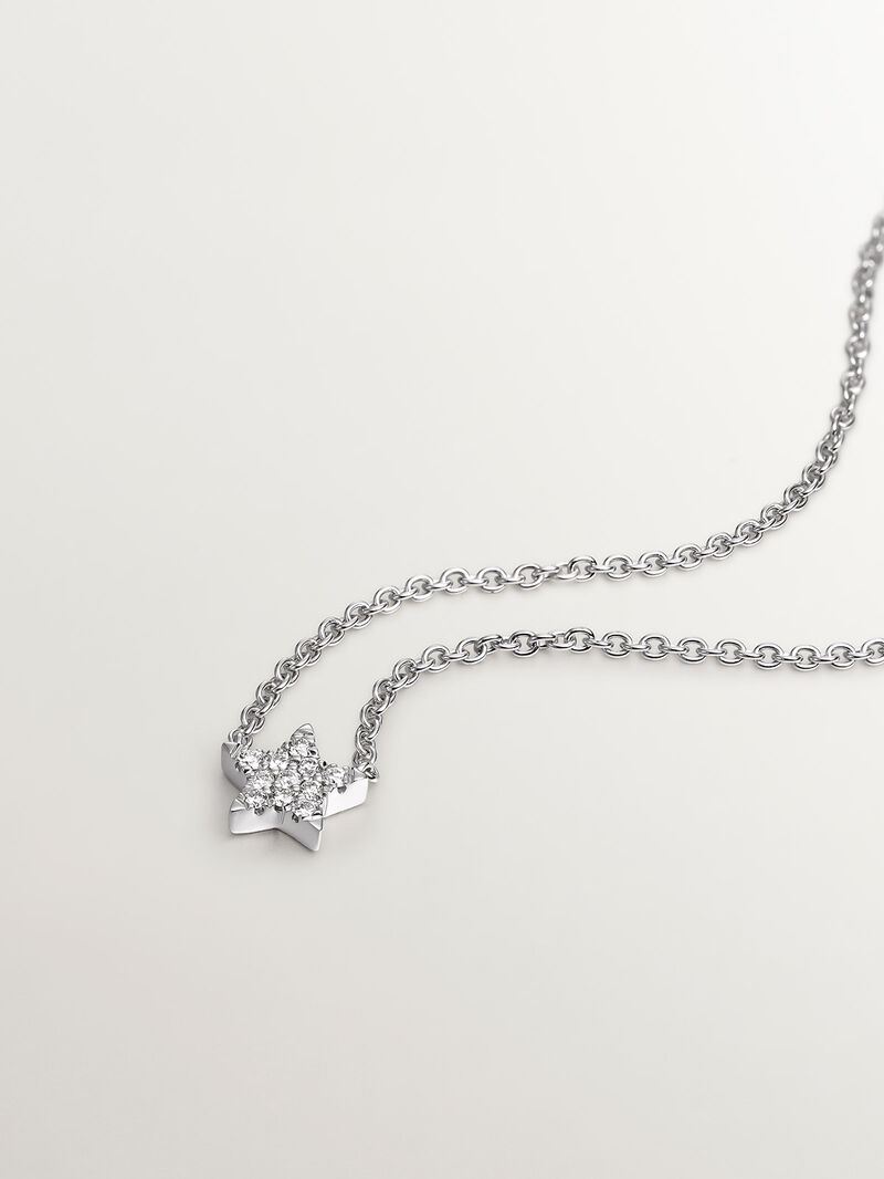 18K White Gold Diamond Star Pendant image number 2