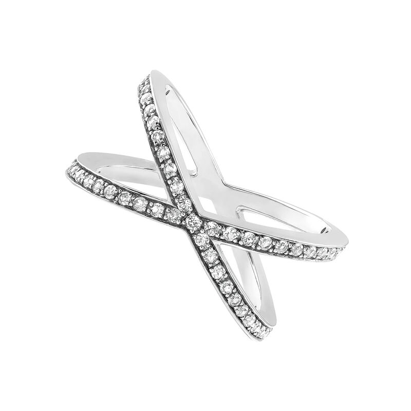 Silver cross ring with topaz , J03263-01-WT, hi-res