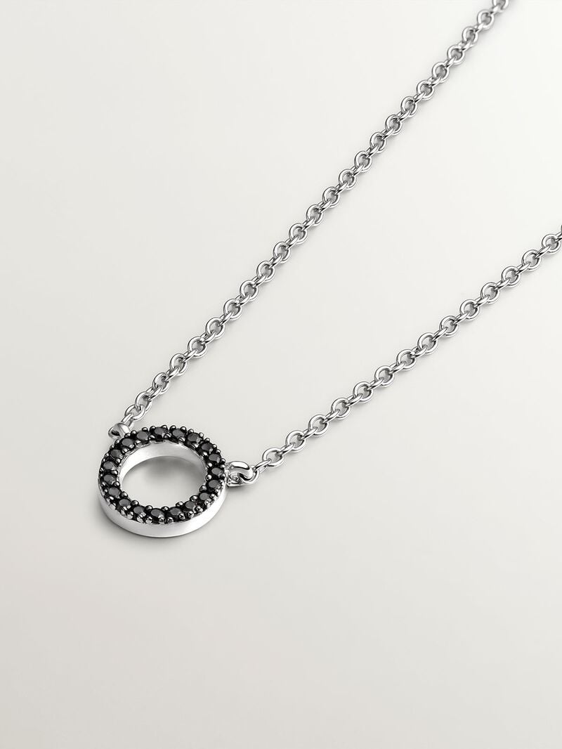 925 Silver pendant with circle of black spinels image number 2