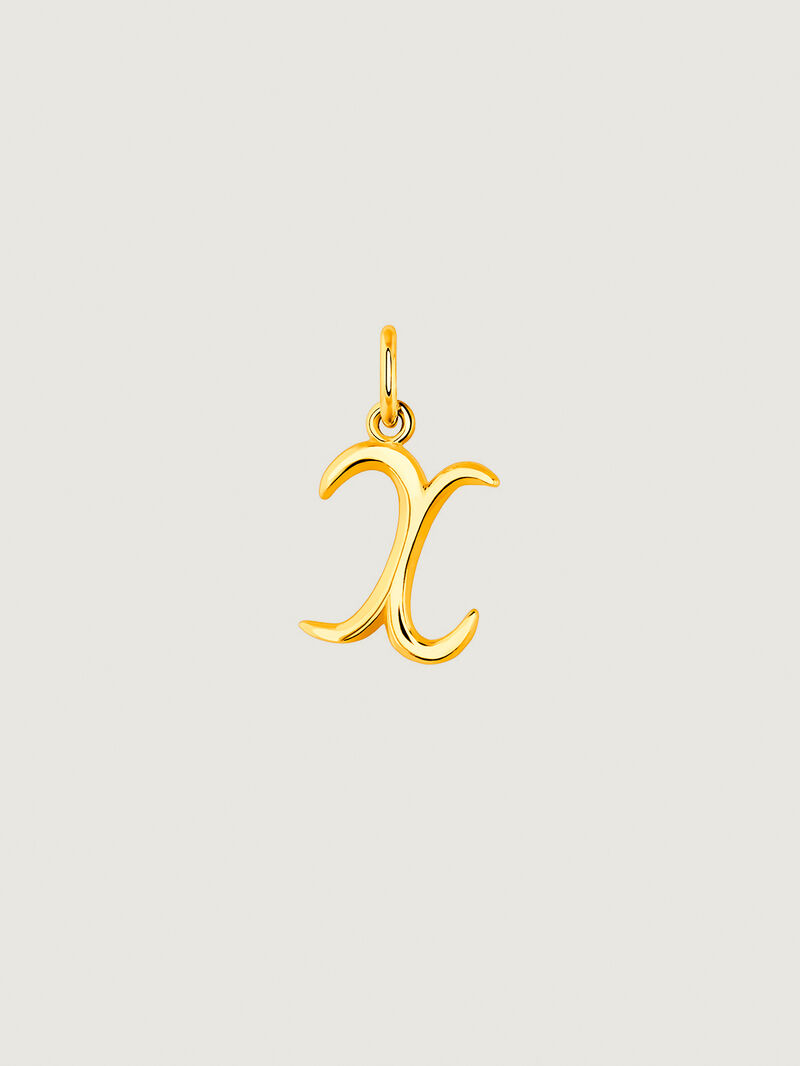 18K Yellow Gold Plated 925 Silver Charm with Initial X. image number 0