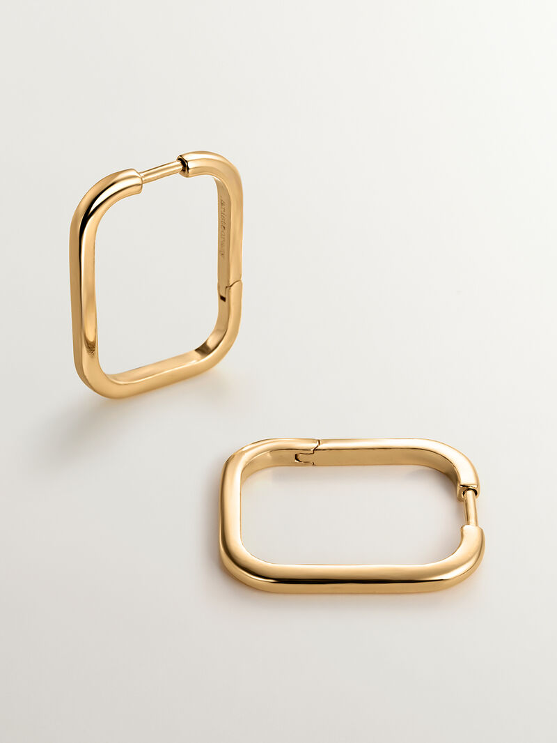 Large square hoop earrings made of 925 silver coated in 18K yellow gold image number 2