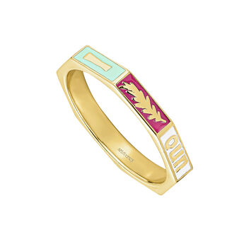18k gold-plated silver ring with colors and a number one, J05081-02-MULENA,hi-res