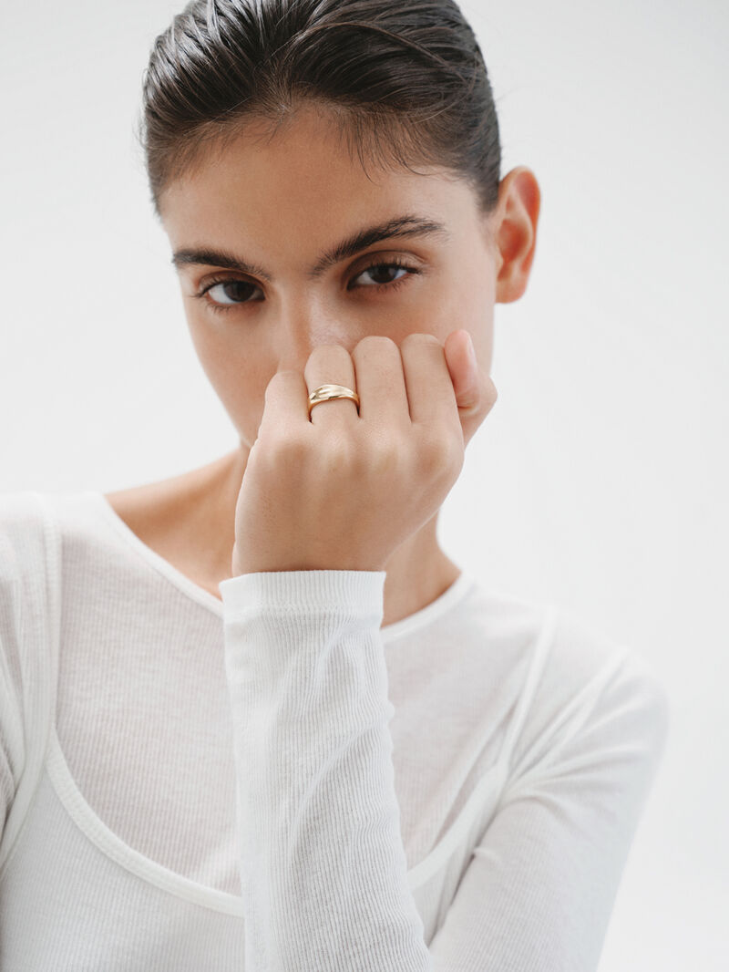 Irregular 925 silver ring bathed in 18K yellow gold image number 3