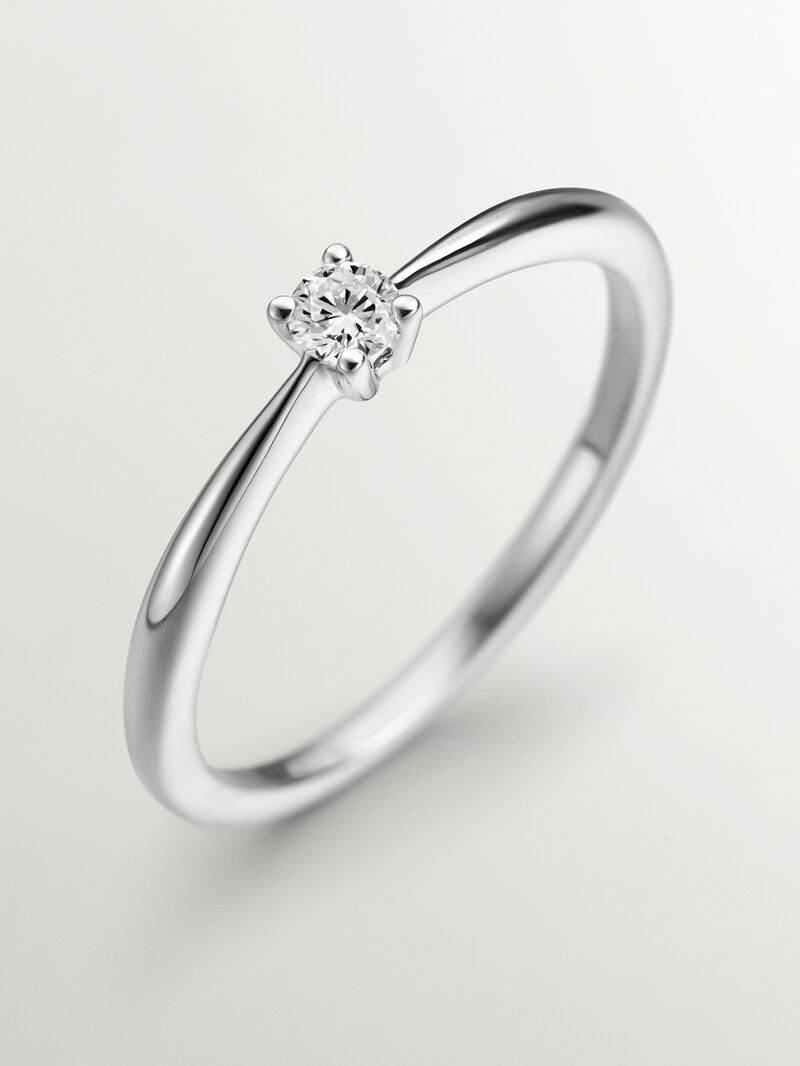 18K white gold ring with brilliant cut diamonds image number 4
