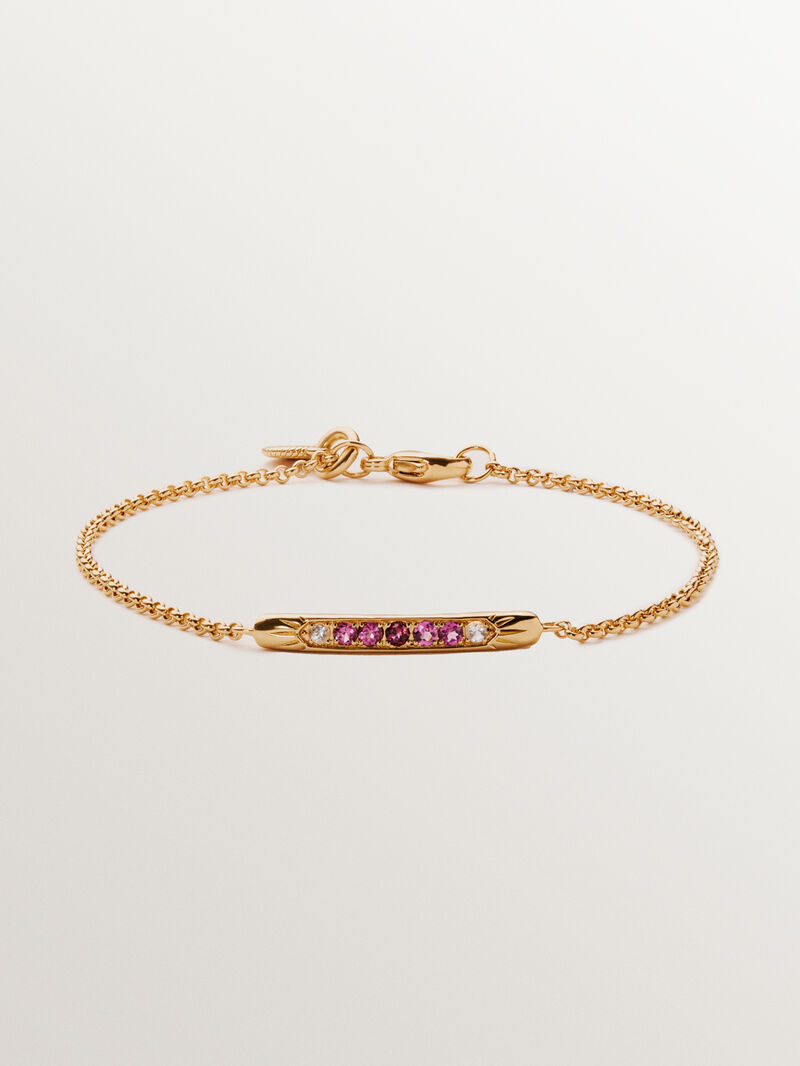 18K yellow gold plated 925 silver bracelet with purple rhodolites and white topazes image number 0