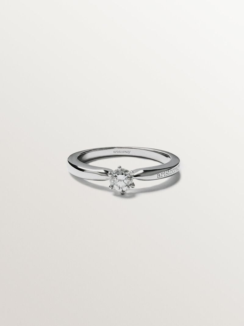 18K white gold solitaire ring with diamond 0.2 cts image number 2