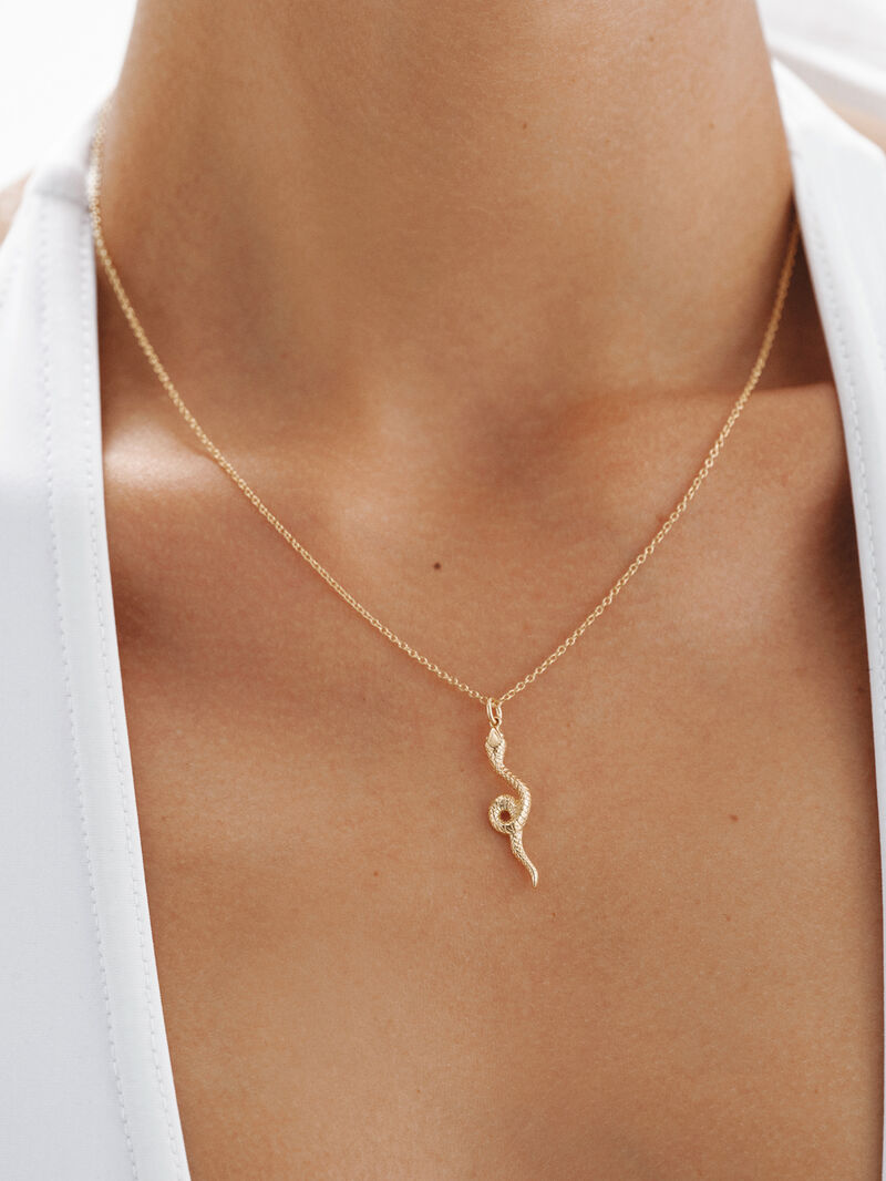 18K Yellow Gold Plated 925 Silver Pendant with Snake. image number 1