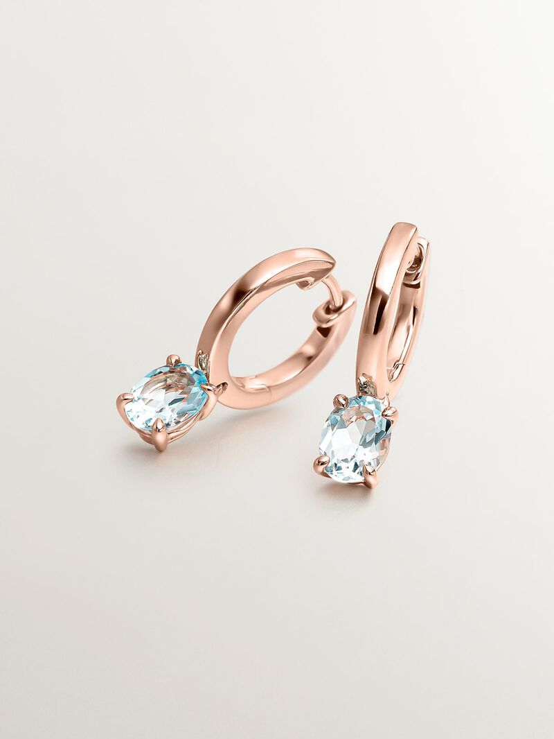 925 Silver earrings bathed in 18K rose gold with sky blue topaz image number 2