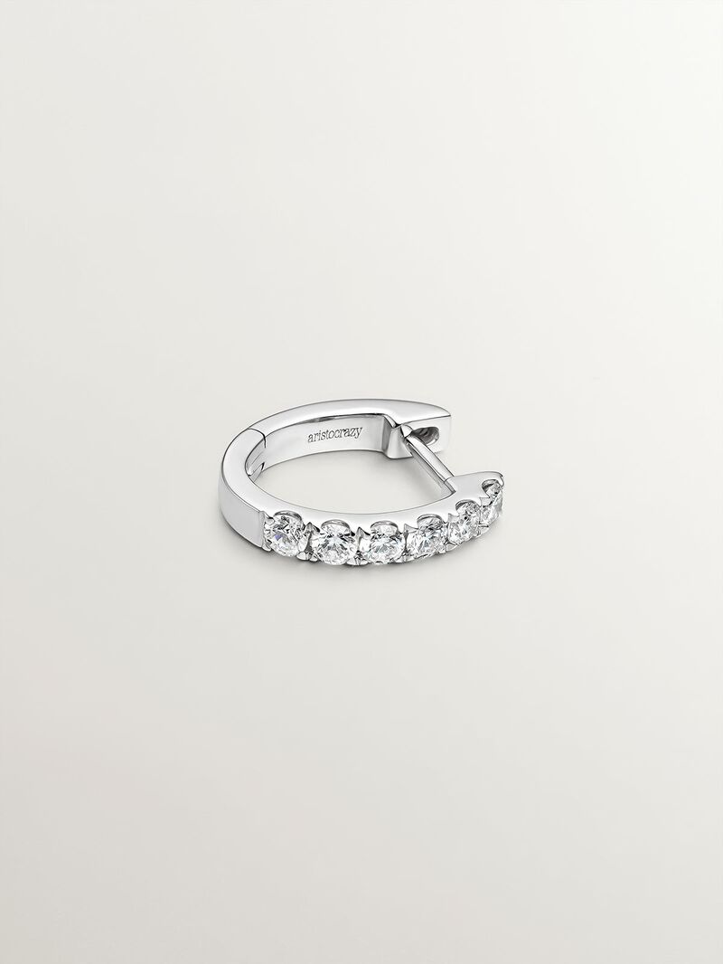 18K white gold single hoop earring with brilliant-cut diamond image number 2