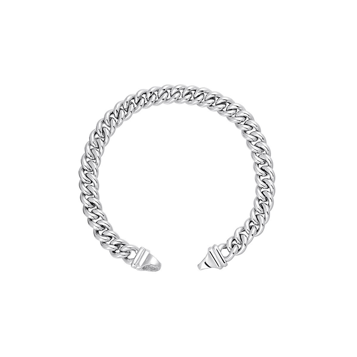 Silver flat curb chain bracelet , J05339-01-18, hi-res