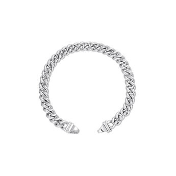 Silver flat curb chain bracelet , J05339-01-18,hi-res