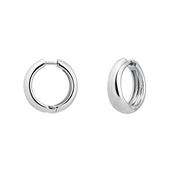 Medium thick silver hoop earrings , J05151-01,hi-res