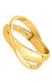 Crossover ring in 18kt yellow gold-plated silver, J05227-02