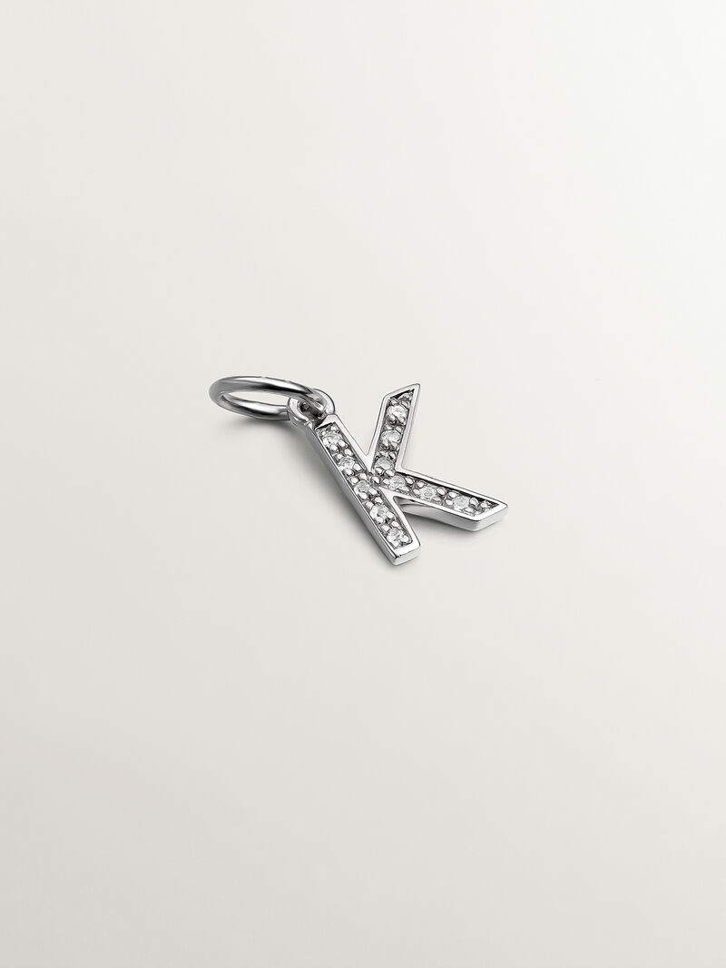 925 Silver Charm with White Topaz Initial K image number 0