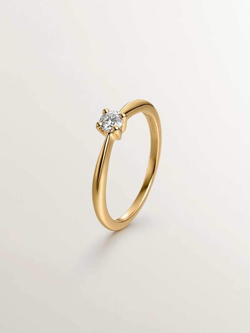 18K yellow gold ring with brilliant cut diamond image number 0