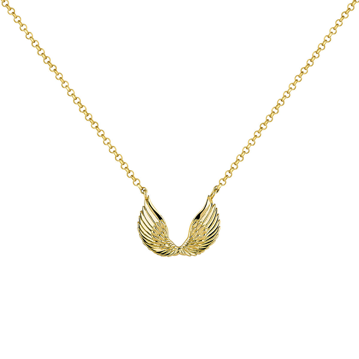 Gold plated wings necklace , J04304-02, hi-res