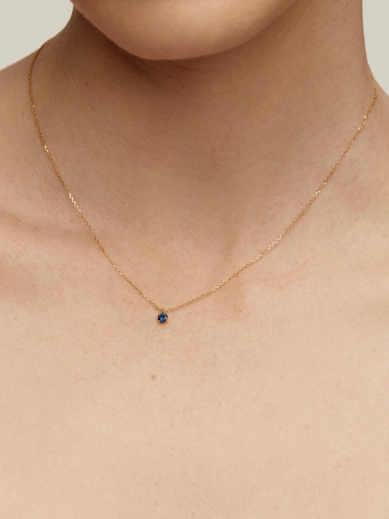 9K yellow gold pendant with blue sapphire image number 1
