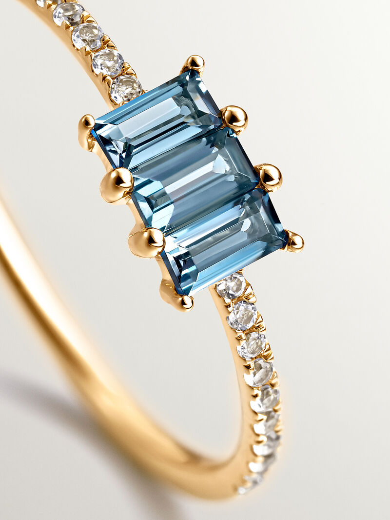 925 silver ring with white topaz, white diamonds and black enamel image number 4