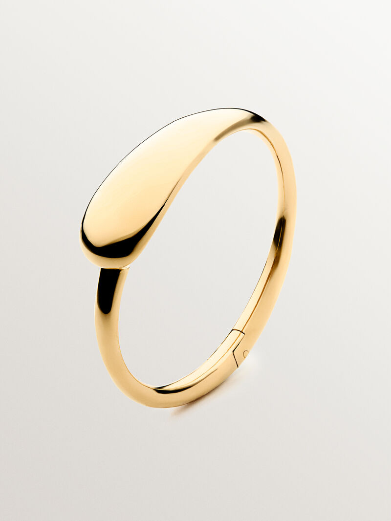 Rigid 18K yellow gold plated 925 silver bracelet with polished effect image number 2